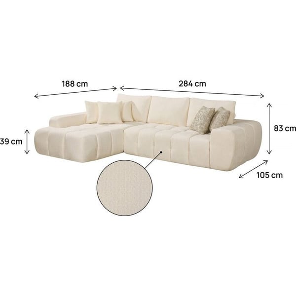 Hjørnesofa i stof stil bubble "Sidonie" - 4 pladser - Beige