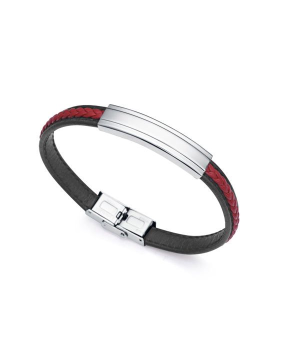 Armband - Viceroy - Air 14013P01017 - Stål - Svart och röd läder - 21,5 cm