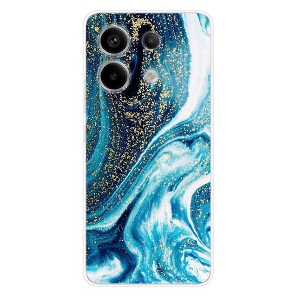 Tryckt silikonfodral kompatibelt med Xiaomi Redmi Note 13 Pro 5G Glitter Blue Marble