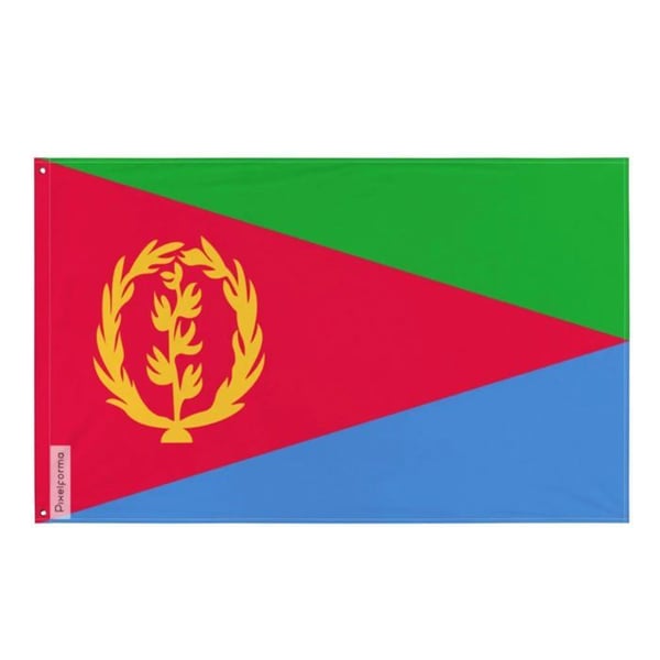Eritreas flagga – 120 x 180 cm – Hållbar polyester – 2 metallöljettar – Inomhus-/Utomhusbruk – Pixelforma