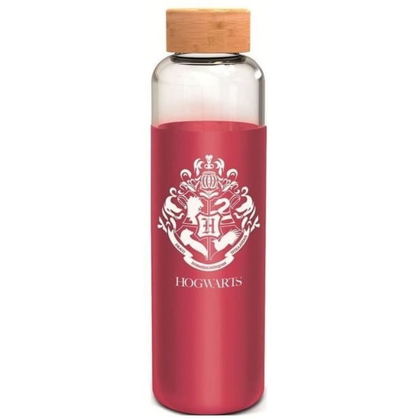 STOR - Harry Potter: Hogwarts flaska - Glas med silikonfodral - Återanvändbar - 585 ml