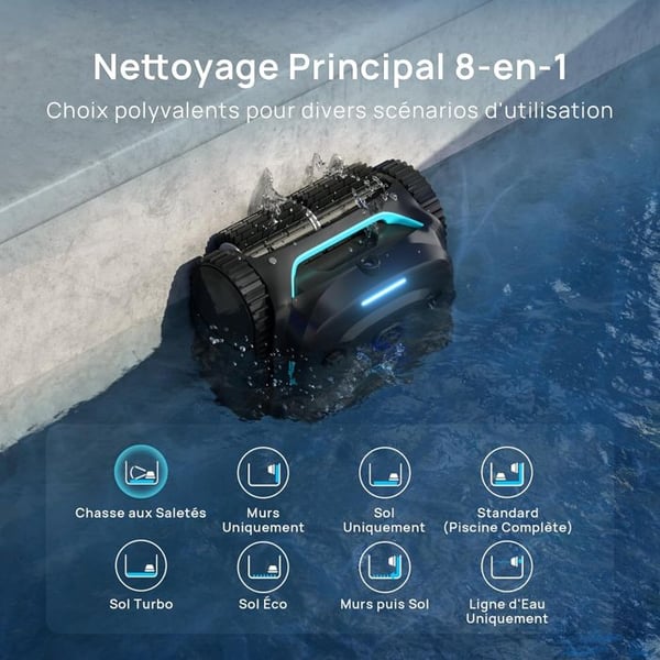 Trådløs Poolrobot - WYBOT - C2 Vision - Smart Vision - 8 Rengøringsmetoder - 180 min Driftstid