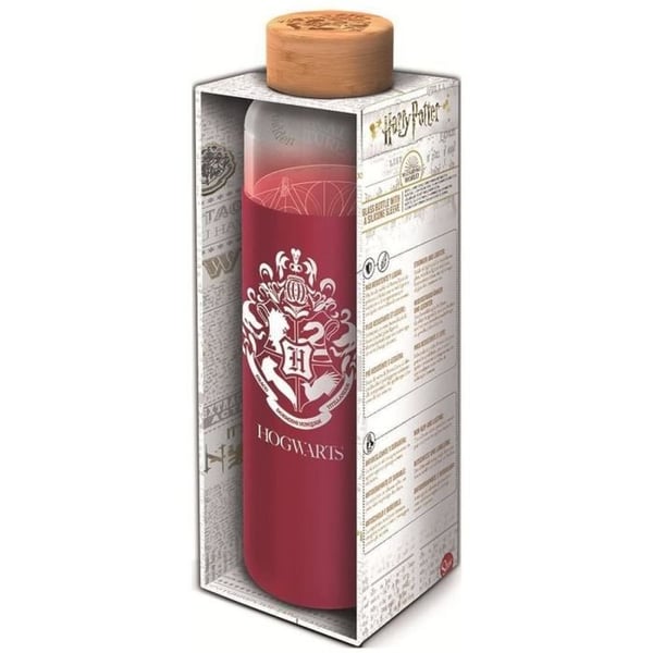 STOR - Harry Potter: Hogwarts flaska - Glas med silikonfodral - Återanvändbar - 585 ml