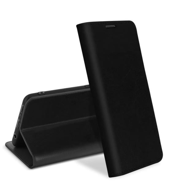 Fodral för Samsung Galaxy A41 Folio Korthållare i äkta läder Support Video Black