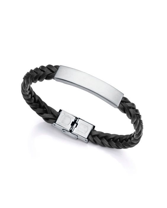Armband - Viceroy - Air 1478P01010 - Satin Stål - Svart Läder - 21,5 cm