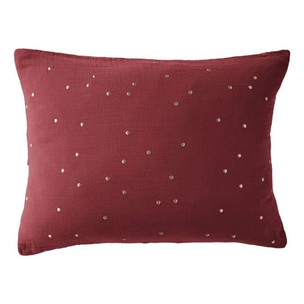 Taie d'oreiller Pois Doré Déco "Gaïa Chic" 60 x 60 cm & 50 x 70 cm "Gaze de Coton" - Gaïa Chic Lie de vin - 50 x 70 cm