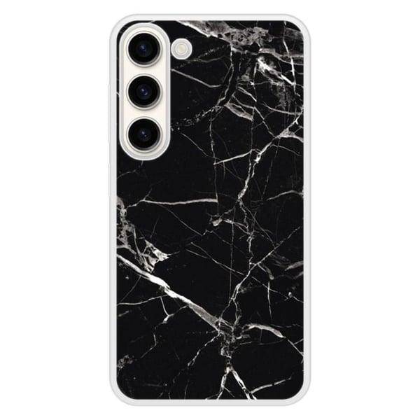 Förstärkt silikonfodral med tryck, kompatibelt med Samsung Galaxy S23, svart marmor