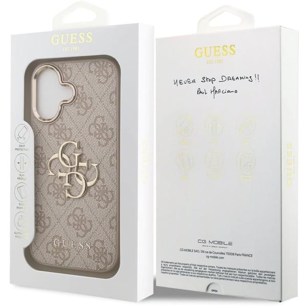 Gissa PU-läder 4G stort logotyp guldram fodral för iPhone 17 6.3" rosa, - GUHCP17S4GMGCPI