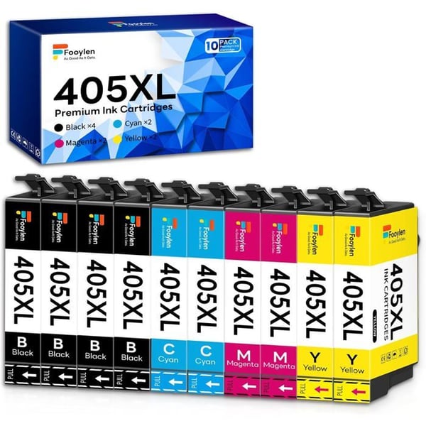 Pack med 10 kompatibla bläckpatroner 405XL för Epson 405 XL till skrivare Workforce Pro WF-4820 WF-3820 WF-4830 WF-3825