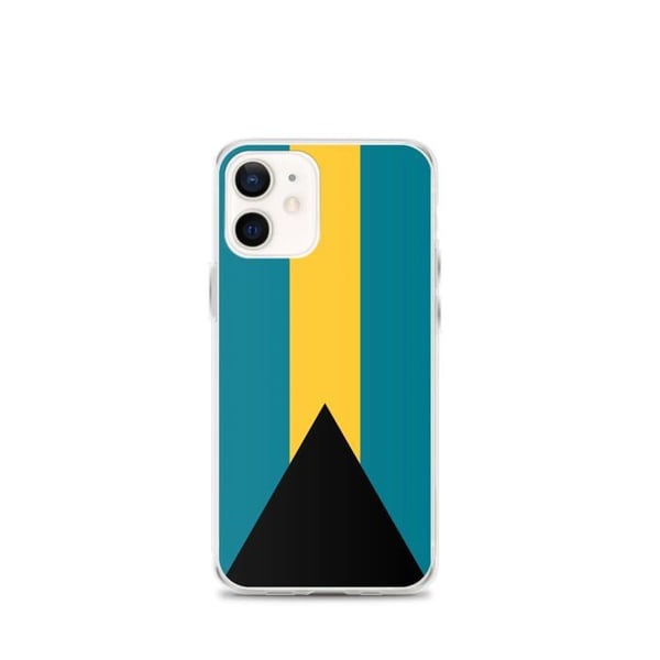 Mobilskal – Bahama-flagga – Kompatibel med iPhone 12 mini – Flexibelt fodral – Slitstarkt och stöttåligt – Silikon – Pixelforma