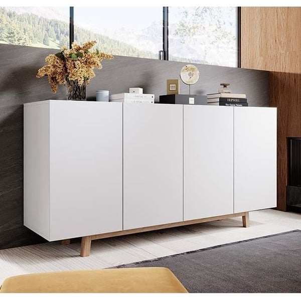 Buffé Mycket 4 dörrar | 166 x 79 x 40cm | Färg Vit Matt finish | Förvaringsmöbel | Modell SIENA