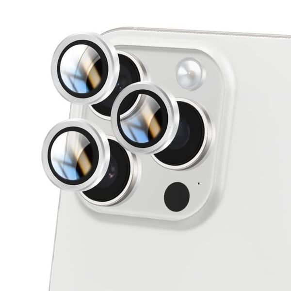 Härdat glas kamera - iPhone 16 Pro Max - Hårdhet 9H - Repfl resistant - Silver - Enkel installation