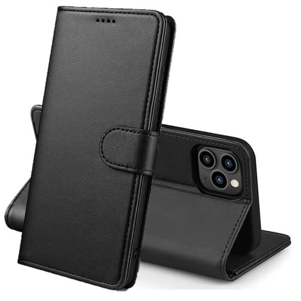 Fodral till iPhone 14 PRO MAX - Svart plånboksflik Magnetspänne Kortförvaring Phonillico® Fodral till iPhone 14 PRO MAX - Svart plånboksflik Magnetspänne Kortförvaring Phonillico®