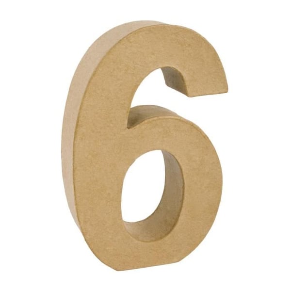 Pappersmaché-siffra - RAYHER - 6 - FSC Återvunnen 100% - 15x9,5x3cm - Anpassningsbar dekoration