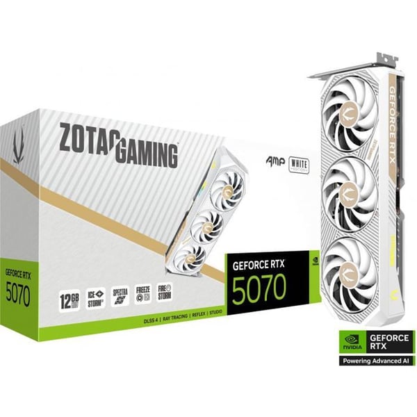 ZOTAC - Spelkort - GeForce RTX 5070 - Amp White - 12 Go