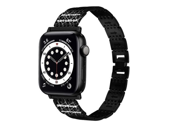 Armband för Apple Watch 38/40/41mm i rostfritt stål med svarta strass
