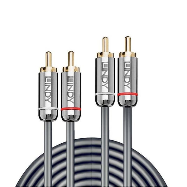 2x RCA-ljudkabel - Cromo Line - 1m - LINDY - 24 karats guldpläterade kontakter - Flexibel kabel
