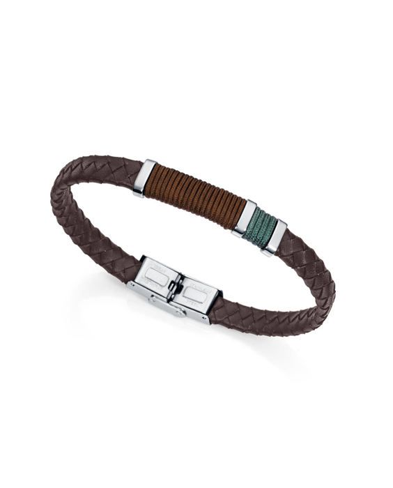 Armband - Viceroy Heat 6453P01016 - Stål - Brun och grön läder - Flätad