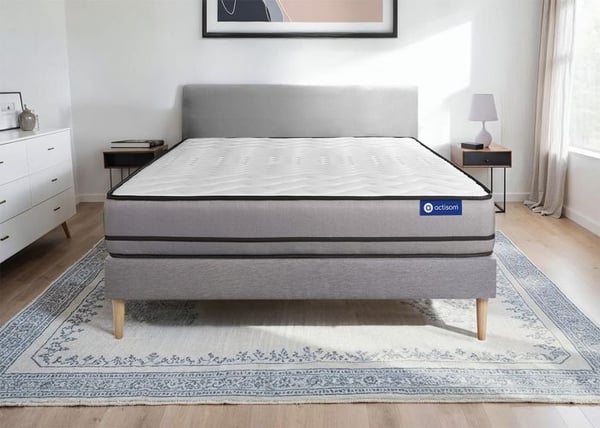 Madrass- och boxspringset 130x200 cm - Actimemo Night - Boxspringkit Grå