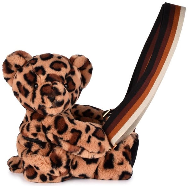 Doudou et Compagnie - Leopardmönstrad björnväska i plysch