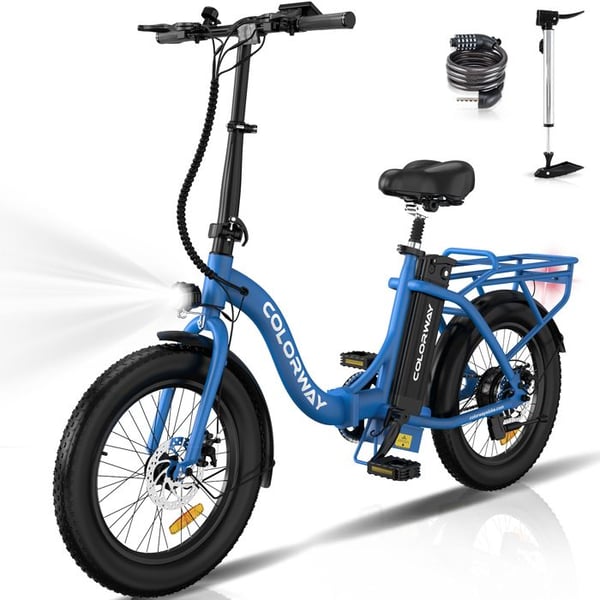 COLORWAY Blue Elcykel, 20" hopfällbar VAE, E-BIKE Elcykel med 2 körlägen, 36V 12Ah 250W batteri