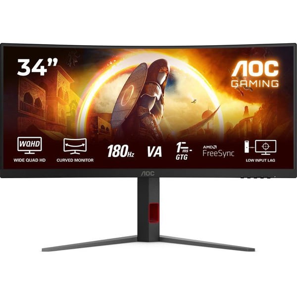 Kurvad PC-gamer skärm - AOC - 34'' - WQHD - 180Hz - Snabb VA-panel - 0,5ms - Höjdjusterbar - CU34G4