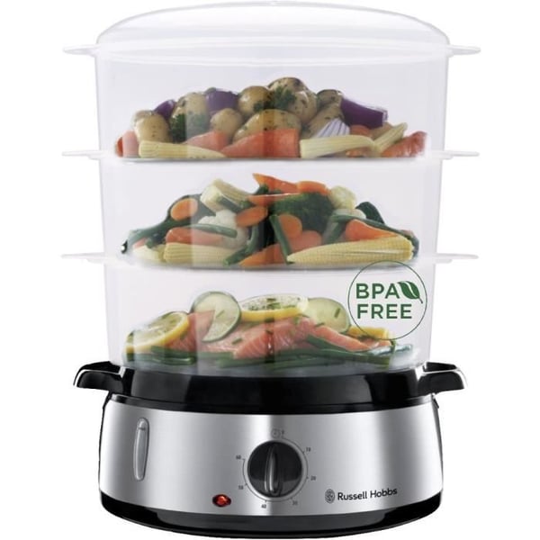 Russell Hobbs - 19270-56 - Höyrynkeitin - Kapasiteetti 9L - 3 höyrykoria - Ajastin jopa 60min - Lisävarusteet mukana - 800W