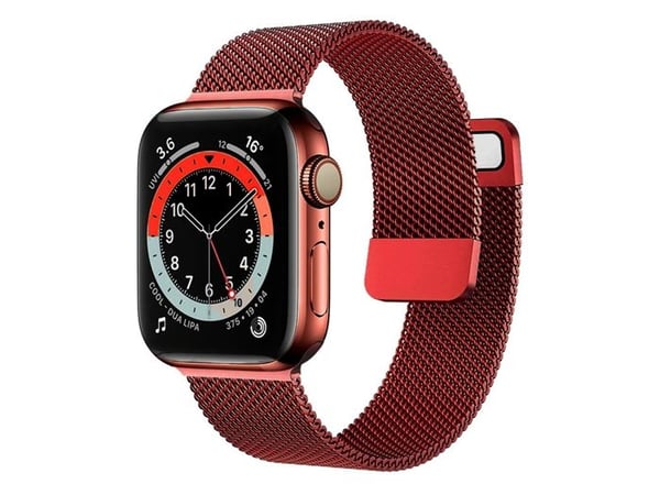 Armband för Apple Watch 38/40/41mm i röd milanesiskt stål