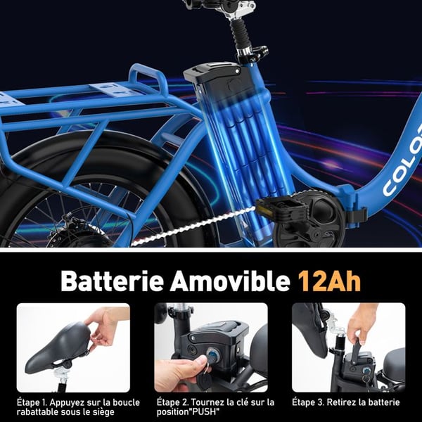 COLORWAY Blue Elcykel, 20" hopfällbar VAE, E-BIKE Elcykel med 2 körlägen, 36V 12Ah 250W batteri