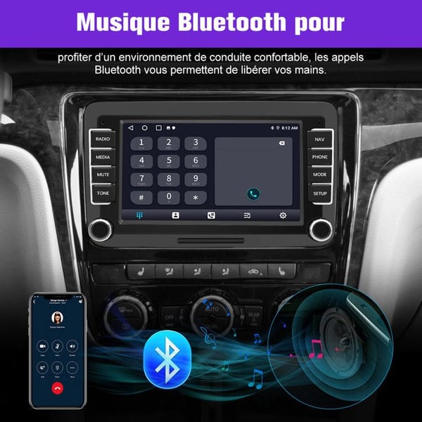 AWESAFE 4G Bilradio Android 13 för Golf 5 6 VW Passat Polo Seat Skoda 4Go+64Go med 7'' Pekskärm Carplay Android Auto GPS