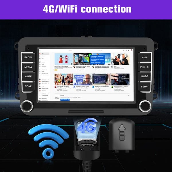 AWESAFE 4G Bilradio Android 13 för Golf 5 6 VW Passat Polo Seat Skoda 4Go+64Go med 7'' Pekskärm Carplay Android Auto GPS