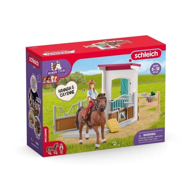 Miniatyrfigur - Schleich miniatyrkaraktär - 42710 - Hästbox med Hannah - Cayenne