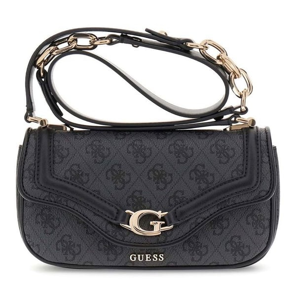 GUESS Axelväska mörkgrå svart för kvinnor - Dea Crossbody Flap Coal Logo 325011