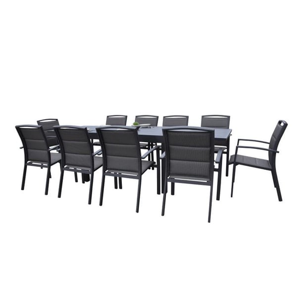 Trädgårdsmöbelset Modulo T 6/10 + F 10 Full Alu Grå Wilsa Garden