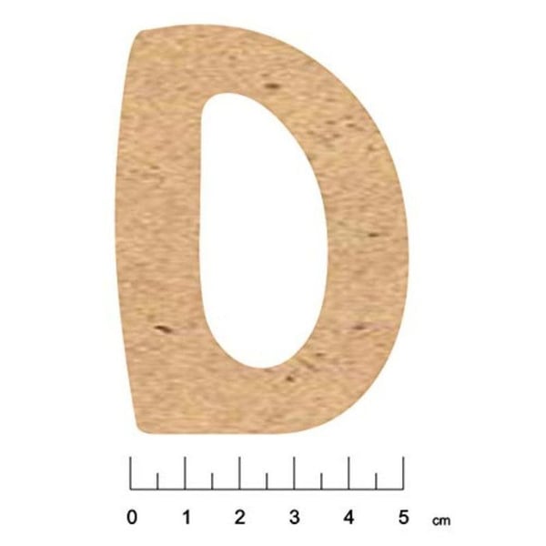 Terre & Bois Créations - Bokstav i MDF trä med självhäftande baksida 7,5cm Bokstav D