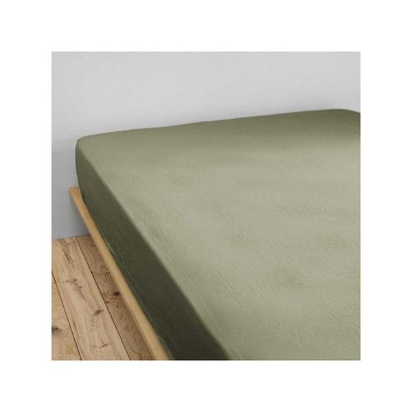Drap housse "Gaïa" alla dimensioner "Gaze de Coton" l'Effet Papillon - Gaia Romarin - 140 x 200 cm med 30 cm gummiband