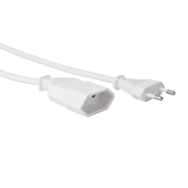 Perel förlängningssladd, H03VVH2-F 2G0.75, 1.8 m, 2.5 A/230 V, 625 W, Eurokontakt typ C, inomhusbruk, PVC, vit