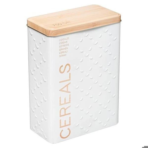 Cerealsbox 750g metall "Scandinavisk Natur" vit - 5 five simply smart