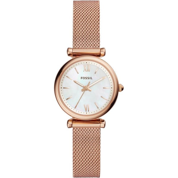 Damklocka - FOSSIL - Carlie Mini - Kvarts - Rose guld - Vit pärlemor urtavla
