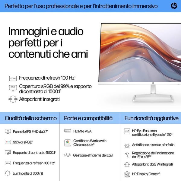 PC-skärm - HP - 527sw - 27" Full HD IPS - 100Hz - Vit