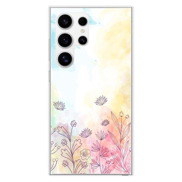 Tryckt silikonfodral som är kompatibelt med Samsung Galaxy S24 Ultra Watercolor blommor