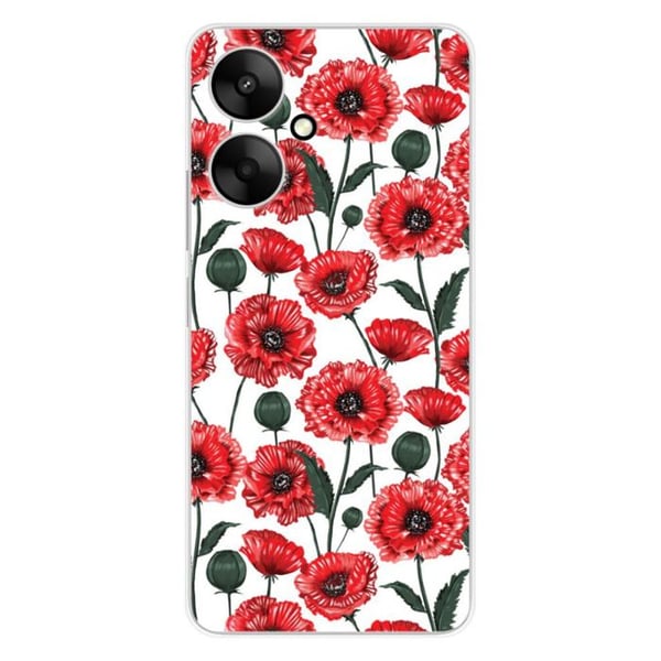 Tryckt silikonfodral som är kompatibelt med Xiaomi Redmi 13C 5G Poppy Flowers
