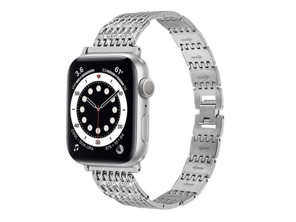 Armband för Apple Watch 38/40/41mm i rostfritt stål med strass Silver