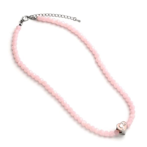Halsband - CARAT - Barbie - Ljusrosa Pärlor - 40 cm - Hjärta Charm