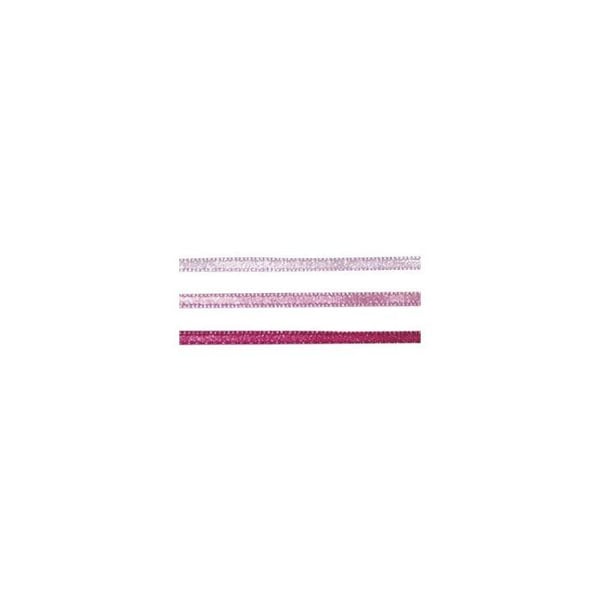 Ruban - RAYHER - 3 x 6 m - Satin 100% polyester - Rosa, gammalrosa, fuchsia - 3 mm bredde