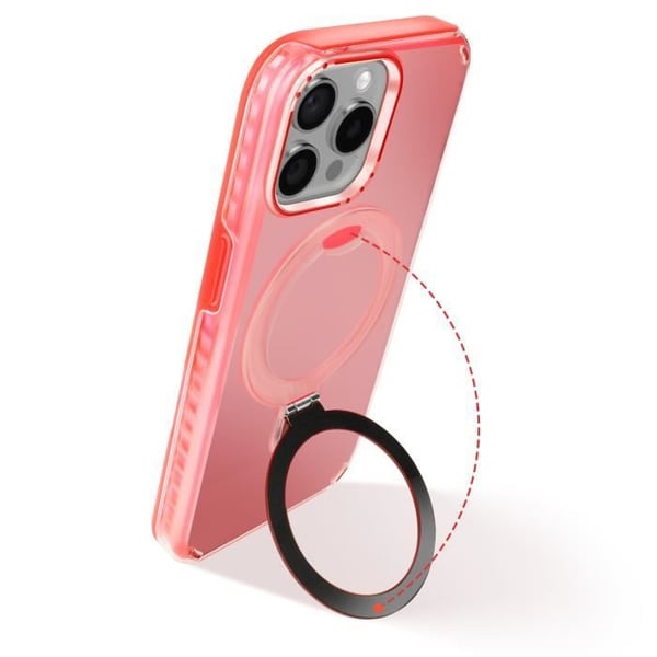 MagSafe-skydd för iPhone 15 Pro Max Stötresistent med Fällbart Stöd Röd