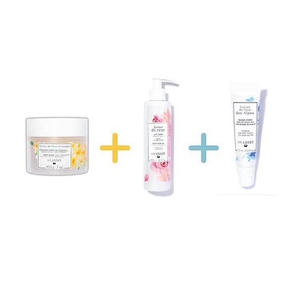 Lilaroze Paris Pack Eau Micellaire Extrait de Rose Rengör och Avlägsnar Makeup Bio + Handtvål Rengörande Extrait de Fleur d'Oranger + Kräm