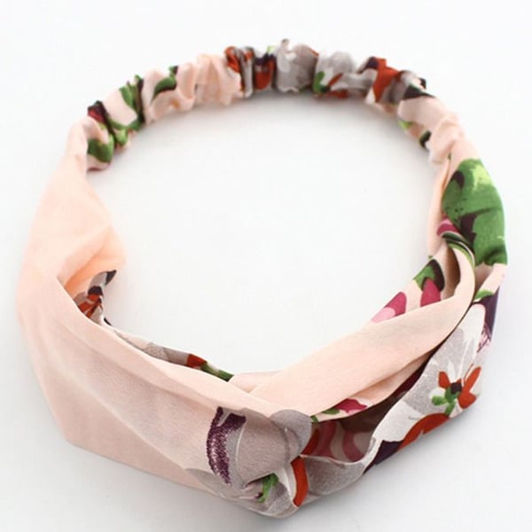 Snodd bandeau - AVIZAR - Blommig satin - Pastellrosa - Bekväm - Elegant