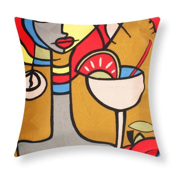 Kuddöverdrag - AVIZAR - Paket med 2 - 45x45 cm - Flerfärgad - Broderade Art Nyssia
