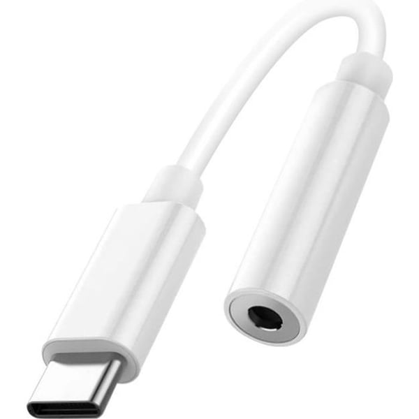 USB-C Ljudadapter - Hög Kvalitet - Kompakt Lätt - Vit - Musikkontroll - Plug and Play